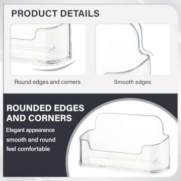 DMFLY Business Card Holder for Desk - 4 Pack Acrylic Business Card Holder Stand Display Plastic, Desktop Business Card Holders for Exhibition, Home & Office, Fits 30-50 Business Cards