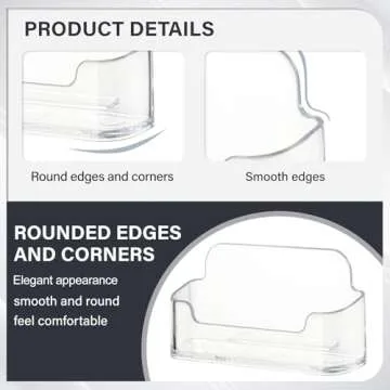 DMFLY Business Card Holder for Desk - 4 Pack Acrylic Business Card Holder Stand Display Plastic, Desktop Business Card Holders for Exhibition, Home & Office, Fits 30-50 Business Cards