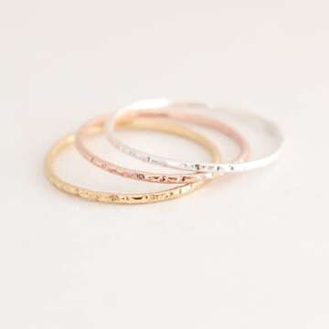 stackable ring. STARDUST stacking band. one 14k yellow gold filled, rose gold filled or sterling silver. stacking rings. minimalist ring. slim ring. mixed metal texured rings.