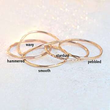 stackable ring. STARDUST stacking band. one 14k yellow gold filled, rose gold filled or sterling silver. stacking rings. minimalist ring. slim ring. mixed metal texured rings.