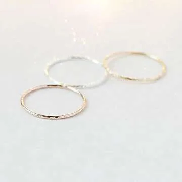stackable ring. STARDUST stacking band. one 14k yellow gold filled, rose gold filled or sterling silver. stacking rings. minimalist ring. slim ring. mixed metal texured rings.