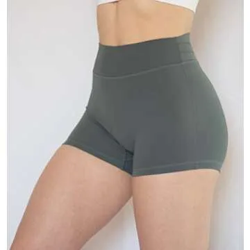 TomTiger Workout Shorts for Women High Waist Gym Fitness Running Yoga Bike Active Exercise Women's Short Tummy Control 3" (S, Eucalyptus Green)