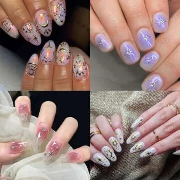 6 Sheets Gold Star Sun Moon Nail Art Stickers 3D Self Adhesive Nail Decals Supplies Glitter Silver Star Sun Moon Nail Stickers for Women Girls DIY Manicure Tips Gold Silver Nail Stickers for Nail Art