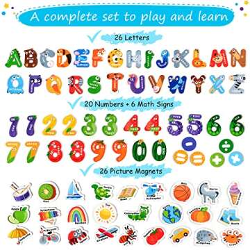 78 PCS Magnetic Letters and Numbers for Toddlers, Fridge Magnets for Toddlers, Magnets for Kids, Alphabet Magnets, ABC Magnets, Number Magnets, ABC Magnets for Toddlers 1-3 Baby Safe - Simply Magic