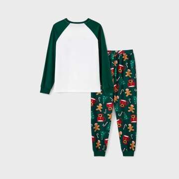 Family Matching Women Chritsmas Pajamas: Green Gingerbread Man Candy Cane And Chritsmas Trees Patterned PJS For Family Reunion Christmas Party Take Pictures For Couples - Women XXXL