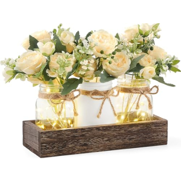 Mkono Mason Jar Centerpiece for Elegant Dining Decor
