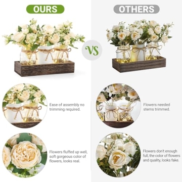 Mkono Mason Jar Centerpiece for Elegant Dining Decor