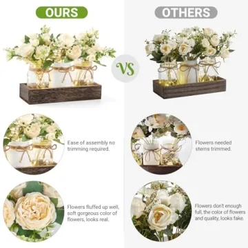 Mkono Mason Jar Centerpiece for Elegant Dining Decor