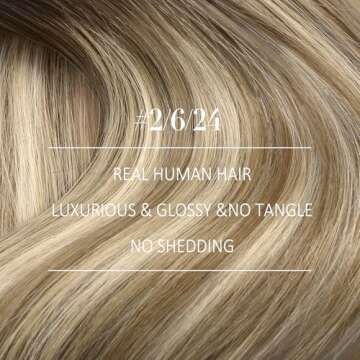 YoungSee Clip Hair Extensions Brown Balayage Clip on Human Hair Extensions Dark Brown Roots Blending...