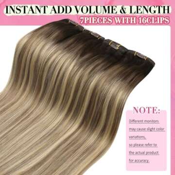 YoungSee Clip Hair Extensions Brown Balayage Clip on Human Hair Extensions Dark Brown Roots Blending into Medium Brown with Warm Blonde Highlight Clip in Real Hair Extensions for Volume 120G 20In 7Pcs
