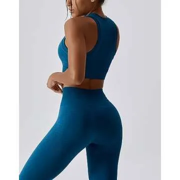 ABOCIW Workout Sets for Women, High Impact Racerback Sports Bra Crop Tops and Seamless Tummy Control...