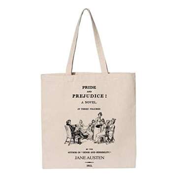 Universal Zone Pride and Prejudice by Jane Austen tote bag. Handbag with Pride and Prejudice book de...