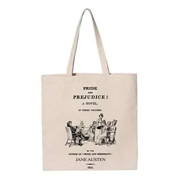 Universal Zone Pride and Prejudice by Jane Austen tote bag. Handbag with Pride and Prejudice book de...