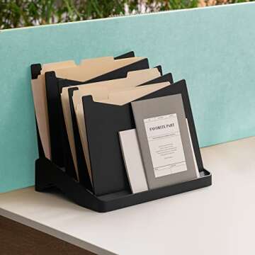 STEALTHO Desk & Wall File Organizer 5 Slot - Folder File Holder Desktop Organizer Paper Sorter - Off...