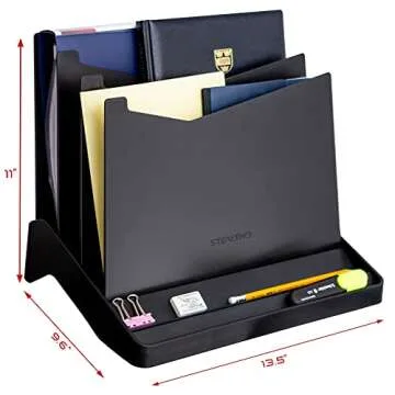 STEALTHO Desk & Wall File Organizer 5 Slot - Folder File Holder Desktop Organizer Paper Sorter - Office Mail Dokument Storage - Boltless Assembly - Black