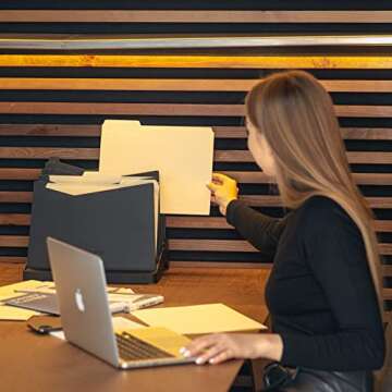 STEALTHO Desk & Wall File Organizer 5 Slot - Folder File Holder Desktop Organizer Paper Sorter - Office Mail Dokument Storage - Boltless Assembly - Black