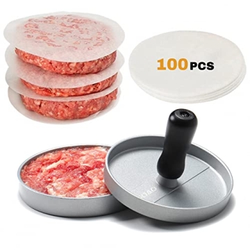 OVOS Burger Press Non-Stick Patty Maker with 100 Papers