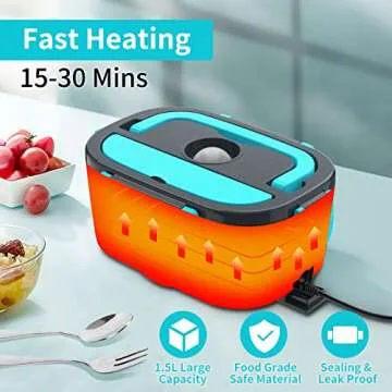 CHARMDOO Electric Lunch Box, Food Warmer Heater 12V 24V 110V, 80W Faster Heated Lunch Box for Car/Tr...