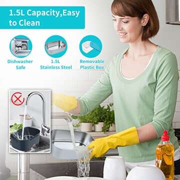 CHARMDOO Electric Lunch Box, Food Warmer Heater 12V 24V 110V, 80W Faster Heated Lunch Box for Car/Truck/Home Portable Heating Boxes with 1.5L 304 SS Container Fork & Spoon