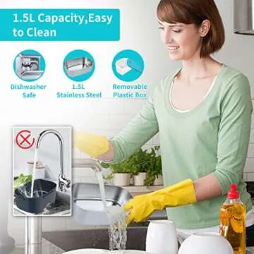 CHARMDOO Electric Lunch Box, Food Warmer Heater 12V 24V 110V, 80W Faster Heated Lunch Box for Car/Truck/Home Portable Heating Boxes with 1.5L 304 SS Container Fork & Spoon