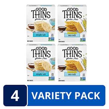 Good Thins Rice & Corn Snacks Gluten Free Crackers Variety Pack, Bulk Snack Crackers, 4 Boxes