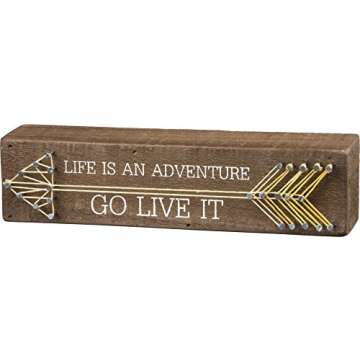 Primitives by Kathy String Art Box Sign, 8 x 2, Life is an Adventure