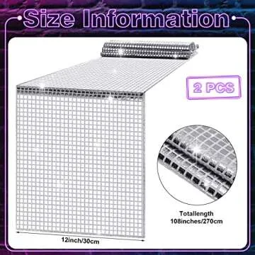 12 x 108 Inch Disco Table Runner Glitter 70s Mirror Foil Table Cover Birthday Party Supplies The 70s Dance Party Theme(2 Pcs)