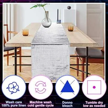12 x 108 Inch Disco Table Runner Glitter 70s Mirror Foil Table Cover Birthday Party Supplies The 70s Dance Party Theme(2 Pcs)