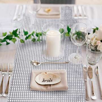 12 x 108 Inch Disco Table Runner Glitter 70s Mirror Foil Table Cover Birthday Party Supplies The 70s Dance Party Theme(2 Pcs)