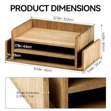 KIRIGEN Wood Desk Organizer 5 Trays - Desktop Document Letter Tray for Folders, Mail,File -Nature 3-Tier Office Mail Sorter Organizer Rack/Telephone Stand/Document Holder Dark Brown(2TP-DBR)