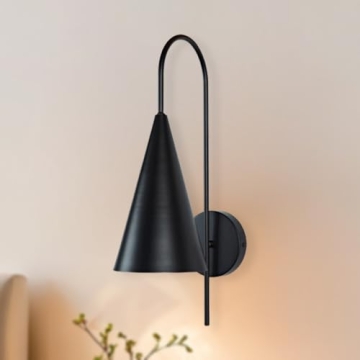 Sleek Matte Black Modern Brass Wall Sconce for Stylish Illumination