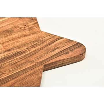 Affinity Decor Organic Acacia kitchen Cutting Chopping Board Platter Wine Holder with Handles for Butcher Block Cheese and Vegetables Fruit & Salad (Star Board 12"L x 12"W)