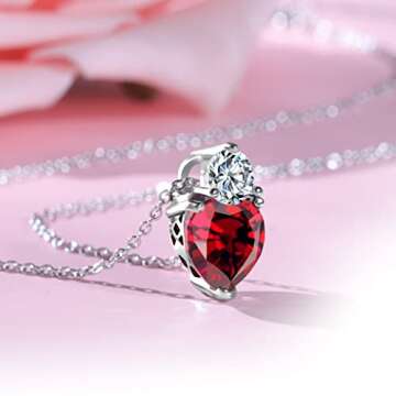 IDOXE Queen of Hearts Necklace for Her - Ruby Heart Jewelry