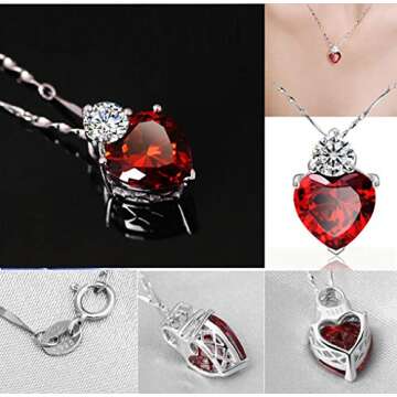 IDOXE Queen of Hearts Necklace for Her - Ruby Heart Jewelry