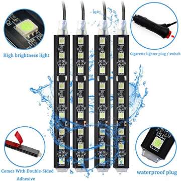 Car Interior Lights, EJ's SUPER CAR 4pcs 36 LED DC 12V Waterproof Atmosphere Neon Lights Strip for C...