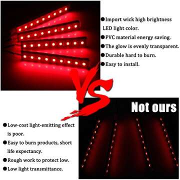 Car Interior Lights, EJ's SUPER CAR 4pcs 36 LED DC 12V Waterproof Atmosphere Neon Lights Strip for Car-Car Auto Floor Lights,Glow Neon Light Strips for All Vehicles (Red)