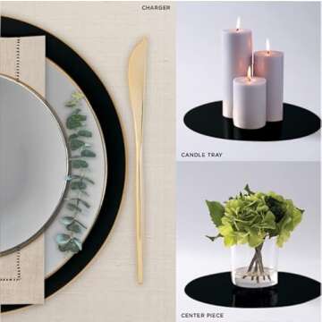 Luxe Party Round Mirror Charger Plates - Set of 12