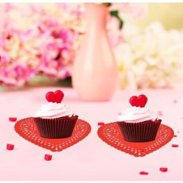 360 Pcs 4 Inch Mini Valentine Heart Doilies Cutouts Paper Lace Doily Red Pink White Valentine's Craft Gift Set for Valentine's Day Party Decor