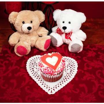 360 Pcs 4 Inch Mini Valentine Heart Doilies Cutouts Paper Lace Doily Red Pink White Valentine's Craft Gift Set for Valentine's Day Party Decor