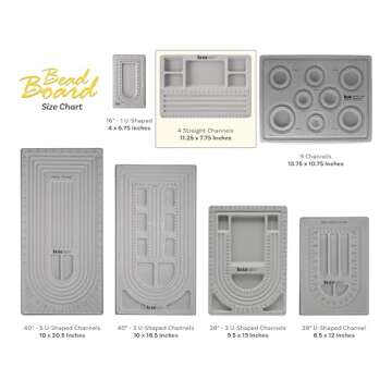 The Beadsmith Mini Bead Board - Grey Flocked, 4 Straight Channels, 5 Recessed Compartments, 7.75 x 11.25 inches, Design Boards for Creating Bracelets, Necklaces and Other Jewelry