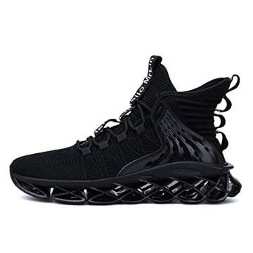 Drantren Men's Running Shoes Slip On Athletic Blade Sock Sneakers Hip Hop Tennis Fashion Black