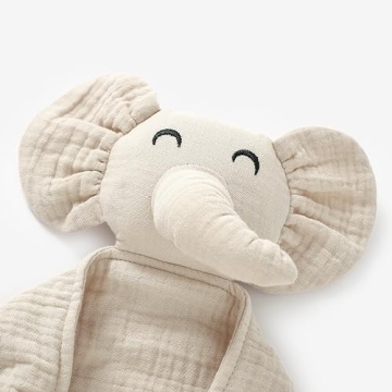 okdiy Organic Elephant Lovey Soft Muslin Baby Blanket