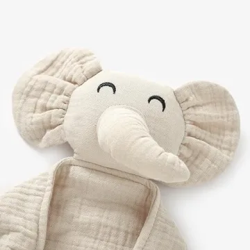 okdiy Organic Elephant Lovey Soft Muslin Baby Blanket