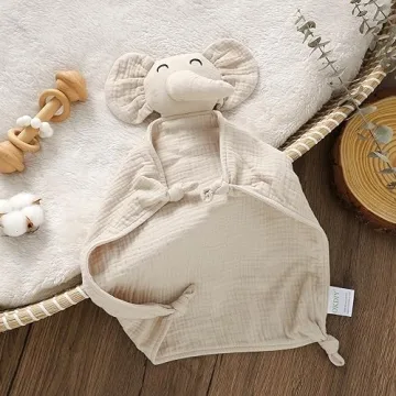 okdiy Organic Elephant Lovey Soft Muslin Baby Blanket