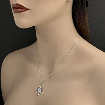 Sterling Silver Compass Necklace, Enjoy the Journey, Travel Necklace, Best Friend Gift, Graduation G...