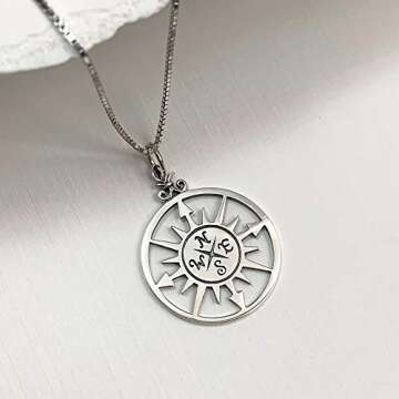 Sterling Silver Compass Necklace, Enjoy the Journey, Travel Necklace, Best Friend Gift, Graduation Gift Necklace, Retirement Gift Necklace,18 inches
