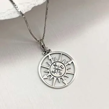 Sterling Silver Compass Necklace, Enjoy the Journey, Travel Necklace, Best Friend Gift, Graduation Gift Necklace, Retirement Gift Necklace,18 inches