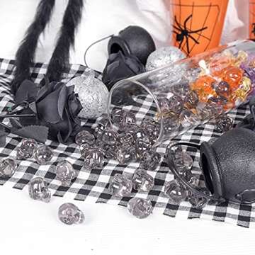 Crazy Night Mini Acrylic Skull Head Ornaments Halloween Party Decoration Pirate Cave Tomb Treasure Skull Figurine Decorative Statue Crystal Gray(50 Pieces)