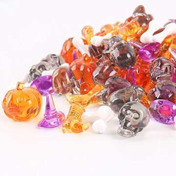 Crazy Night Mini Acrylic Skull Head Ornaments Halloween Party Decoration Pirate Cave Tomb Treasure Skull Figurine Decorative Statue Crystal Gray(50 Pieces)