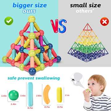 MKbobean Magnetic Balls and Rods Set, DIY Magnetic Sticks and Balls Building Set, 3D Magnet Learning...